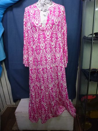 LIEBLINGSSTÜCK LANGES KLEID VISCOSE GR 44 ROSA WEISS NEU