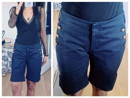 Gr.36. Bermudas bleus marins chics KOOKAÏ en très bon état!!