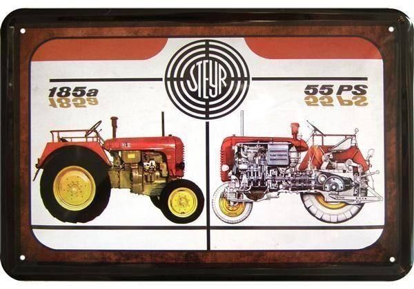 Insegne: Blechschild-STEYR 185 A 55 PS ROT – Nuovo e nell'imballaggio originale da Rupperswil venduto da big-one-sale
