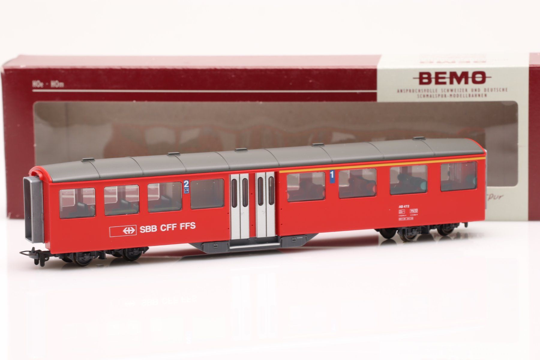 Bemo Modellini di ferrovie: Bemo 3258 422 SBB AB 472 Mitteleinstiegswagen rot, H0m – Nuovo (secondo la descrizione) da Ried (Muotathal) venduto da Modellbahn.swiss