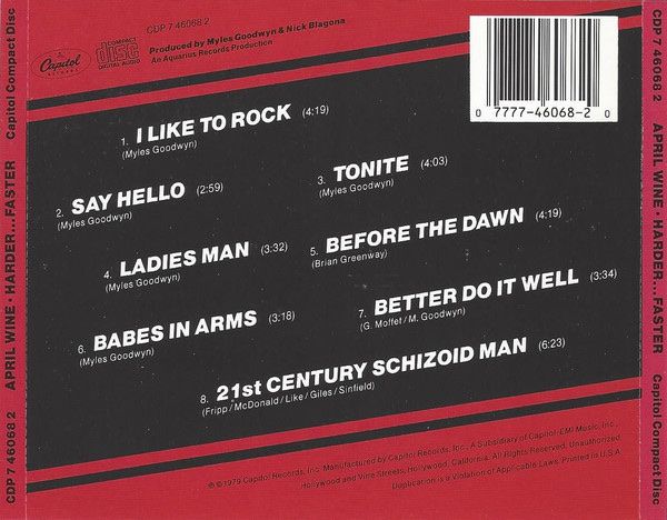 CDs: April Wine ‎– Harder.....Faster – Gebraucht aus Thayngen von doncorvetto 1
