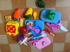 Spielküche Zubehör Set - Gemüse, Pfanne, Geschirr - Top! (59