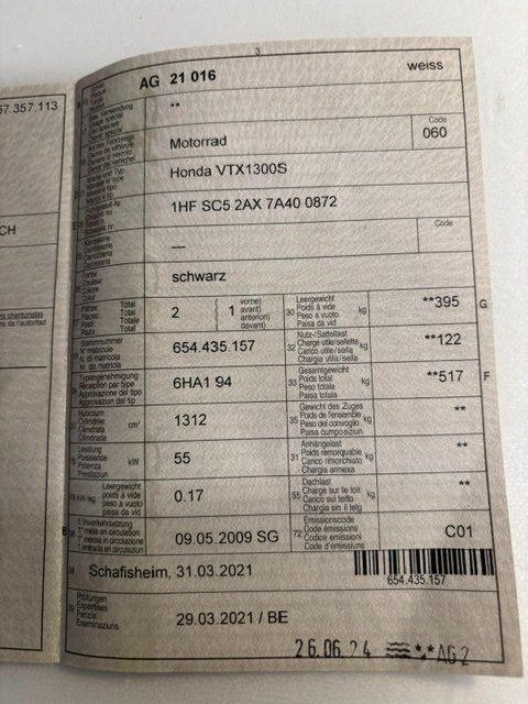 Honda Chopper: Honda Shadow VTX1300S - Schwarz – Usato da Lengnau AG venduto da Qualipreis1 6