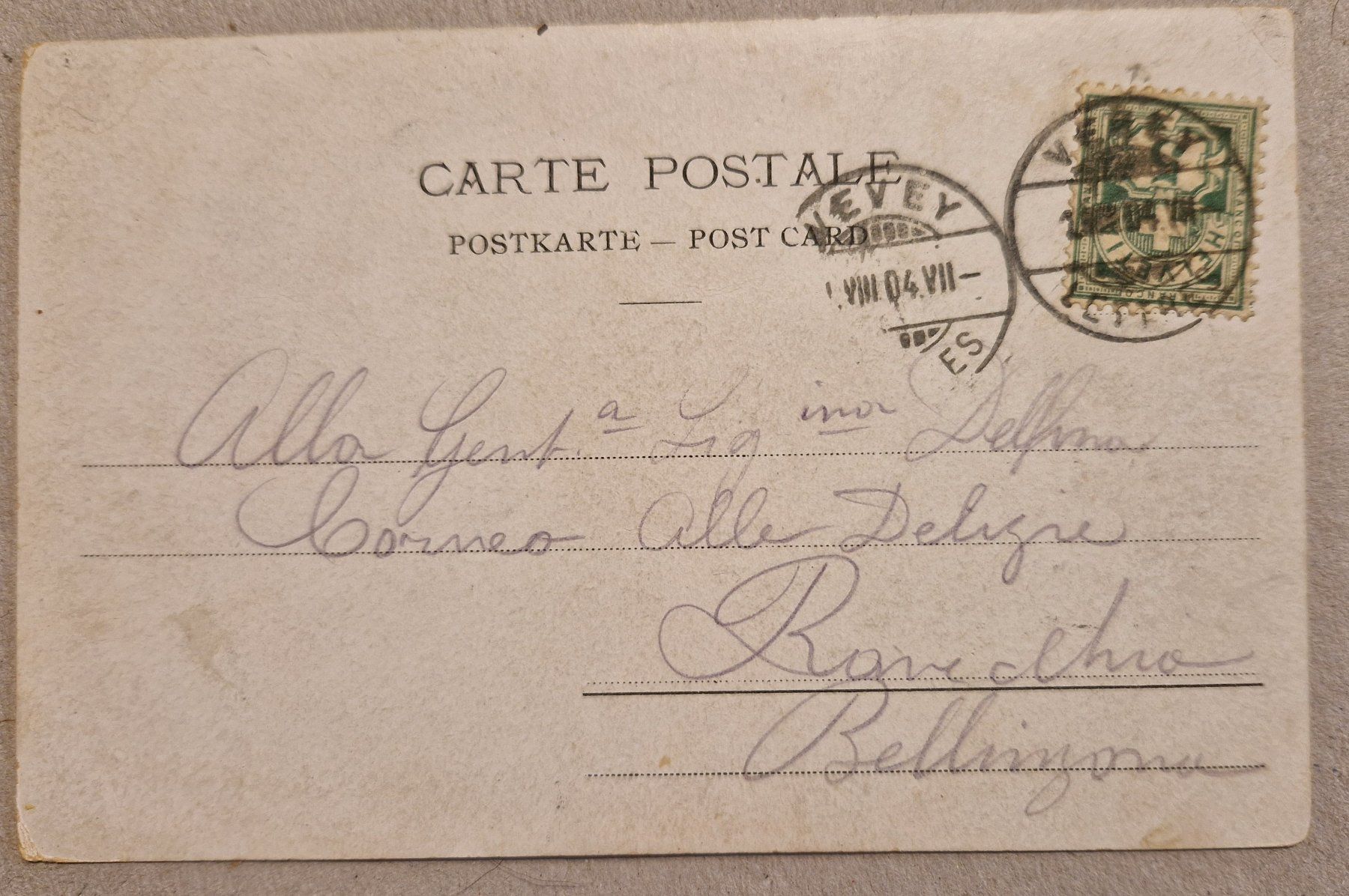 Ansichtskarten: Schloss Chillon, Montreux 1904 – Gebraucht aus Melchnau von Fishel 1