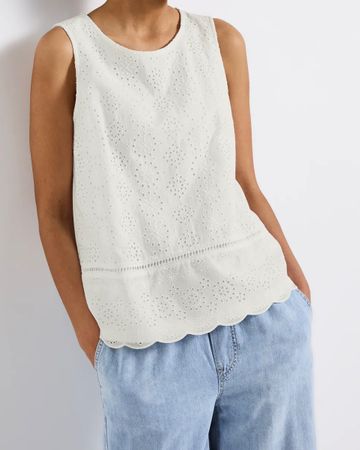Street One Bluse Top mit Zierstickerei weiss Shirt  46 XXL