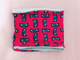 Handmade Halswärmer Pink und Türkis mit Katzen