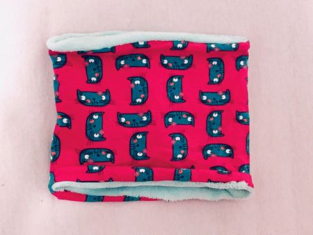 Handmade Halswärmer Pink und Türkis mit Katzen