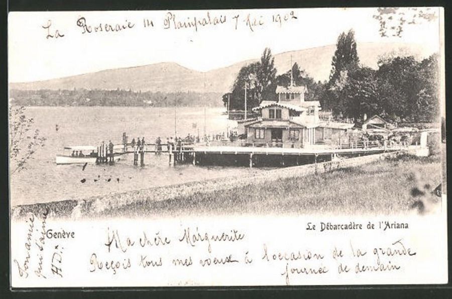 Cartoline postali: Genève, le Débarcadère de l'Ariana – Usato da Frauenfeld venduto da POML