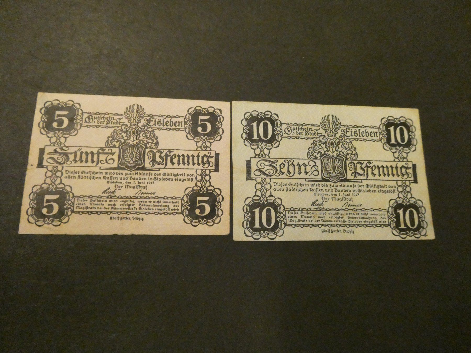 Billets de banque: Dt. Reich, Eisleben - 2 Notgeldscheine – D'occasion à Hinterforst par Rohusri