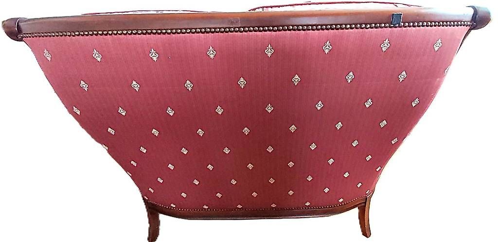 Divani: Louis Philippe Style Sitzgruppe mit Hocker, Kirschbaum/Stoff – Usato da Rheinfelden venduto da Calvinia 2