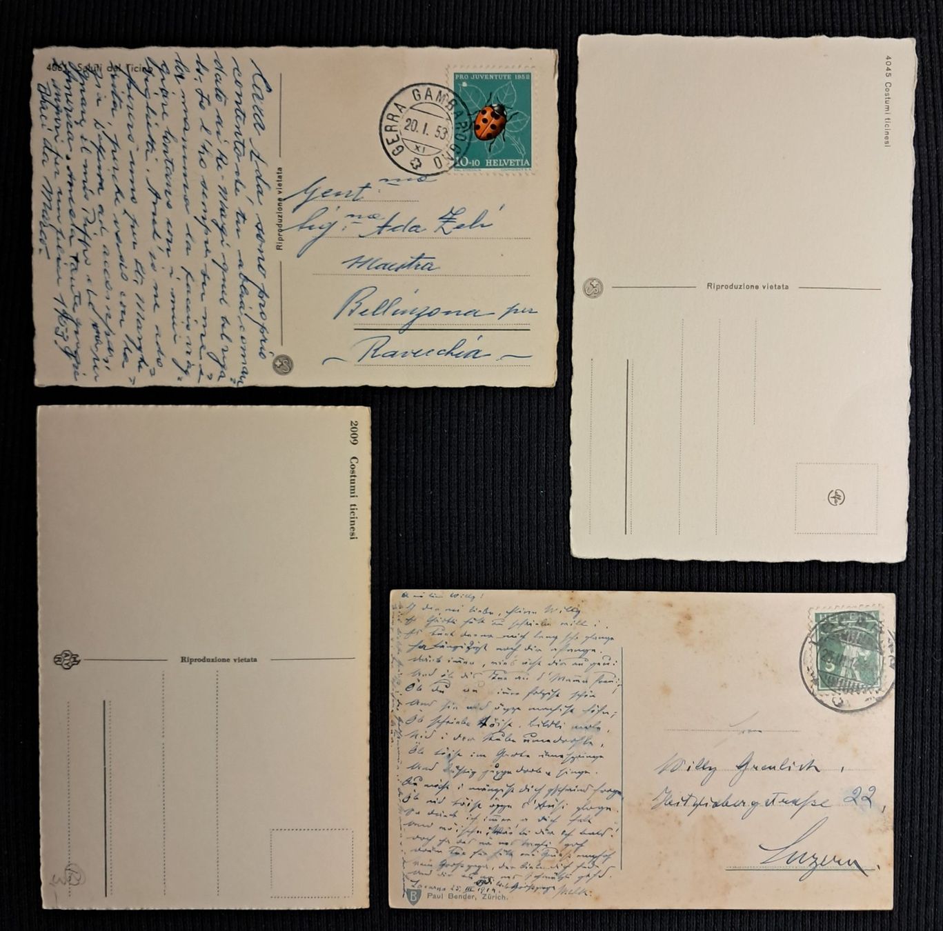 Cartes postales: 4 CP COSTUMI TICINESI – D'occasion à Ponto Valentino par giorgia06 1