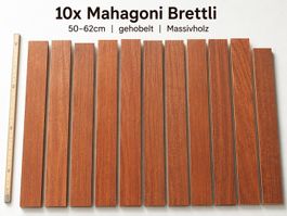 10 Mahagoni-Massivholzbretter – gehobelt und unbehandelt