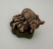 Deko Figur Schwein mit Ferkeln Keramik Made in Italy 