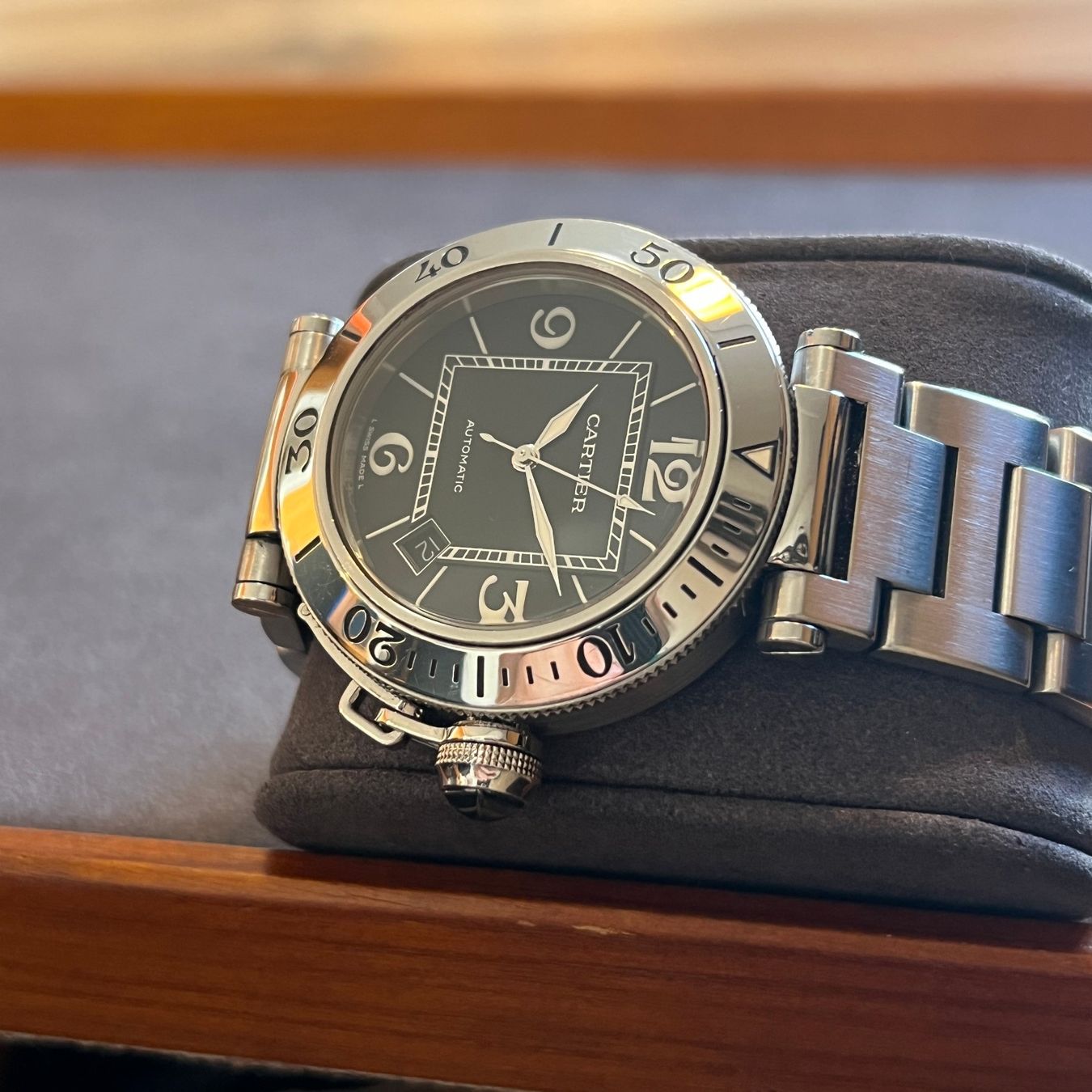 Cartier Orologi: Cartier Pasha Seatimer Automatic Black Dial 2790 – Usato da Carouge GE venduto da Watchaser 6