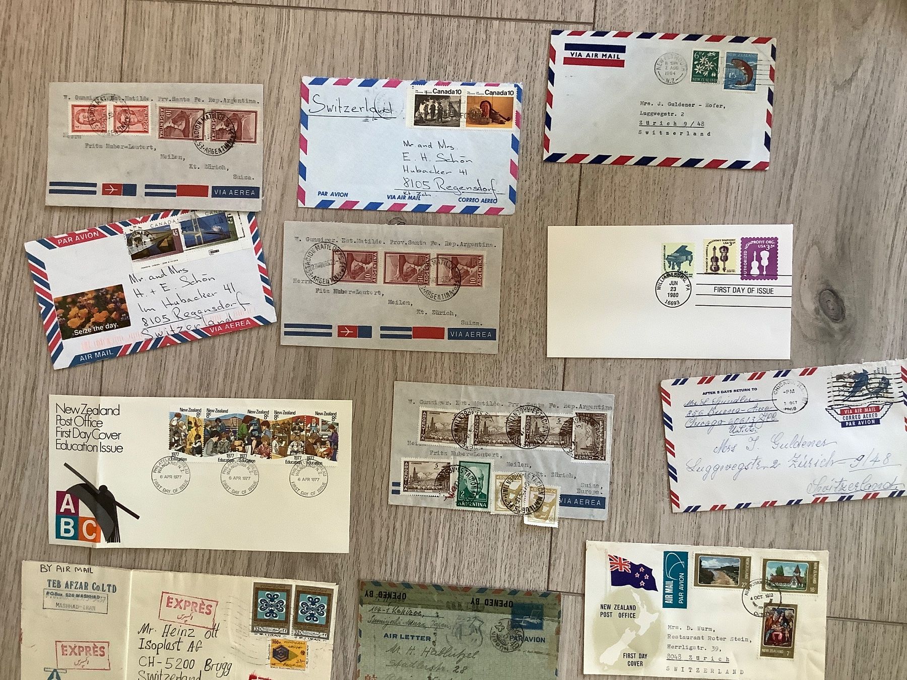 Alle Briefmarken: 44 Luftpostbriefe weltweit ab 1949 – Gebraucht aus St. Gallen von herbrig2 5