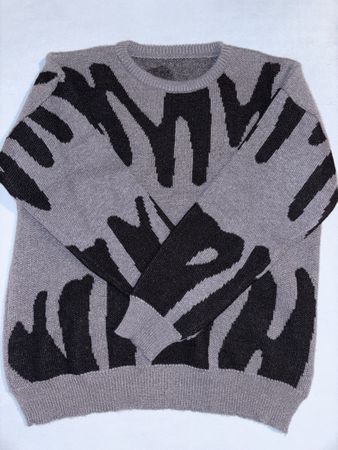 Pull chaud d'hiver, motif abstrait gris/noir