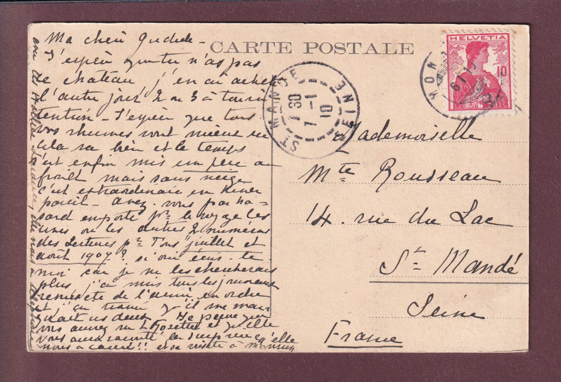 Cartoline postali: CHÂTEAU DE COLOMBIER - 1910 – Usato da Pully venduto da nicecards 1