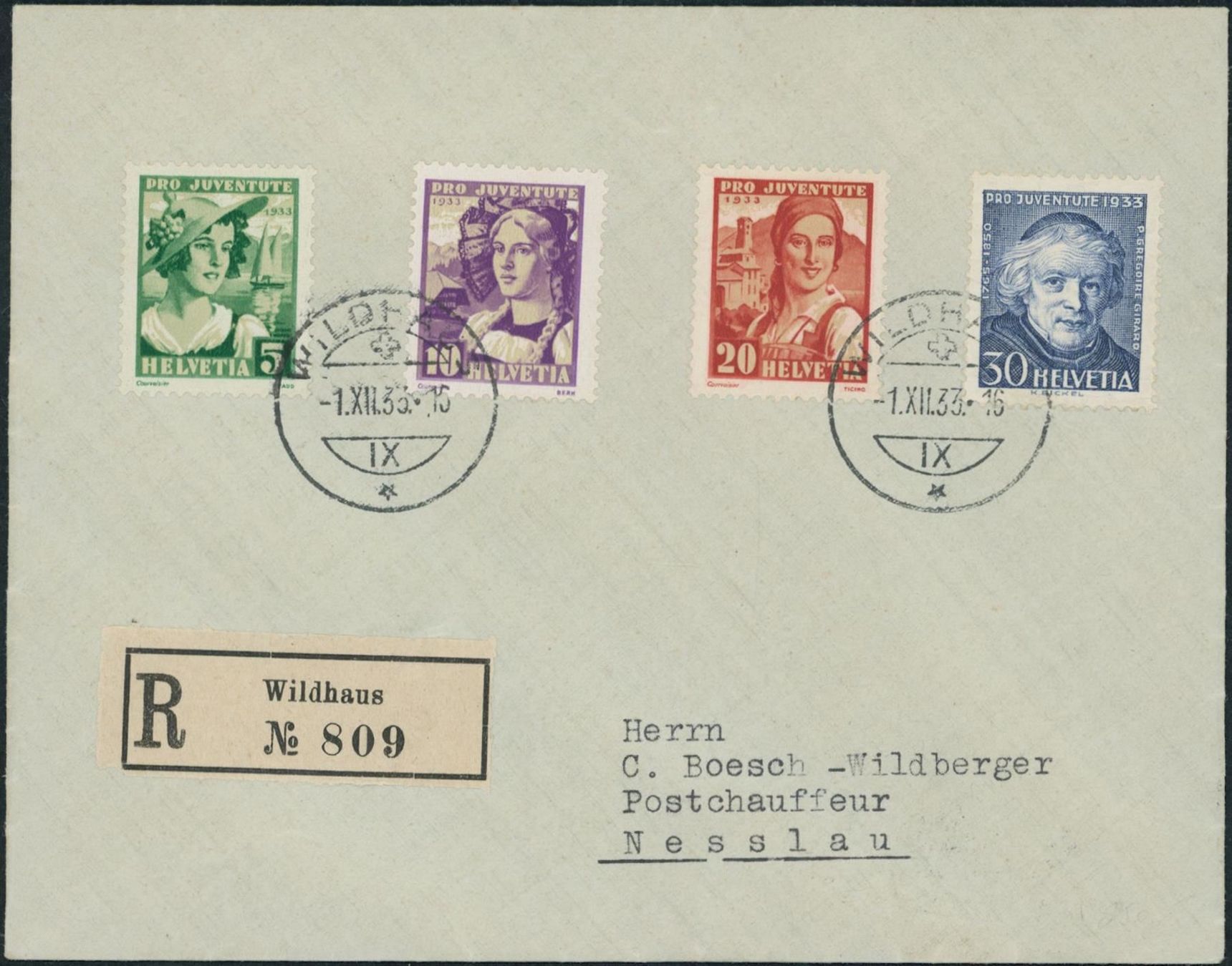 Tutti i francobolli: 1933 - Pro Juventute - FDC ET – Usato da Schindellegi venduto da leecollect