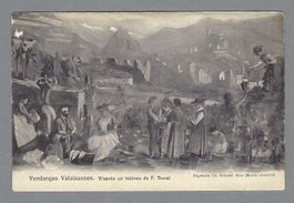 VALAIS, VENDANGES (D'APRÈS UN TABLEAU DE F. DUVAL)