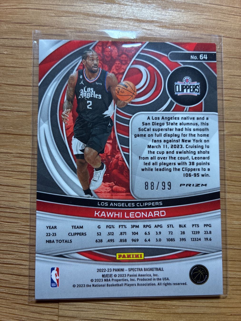 Topps Carte collezionabili: Panini Spectra Kawhi Leonard Clippers /99 – Usato da Solothurn venduto da MegaDaggi 1