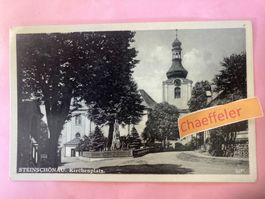 Steinschönau. Kirchenplatz. Mit Marke von Adolf Hitler