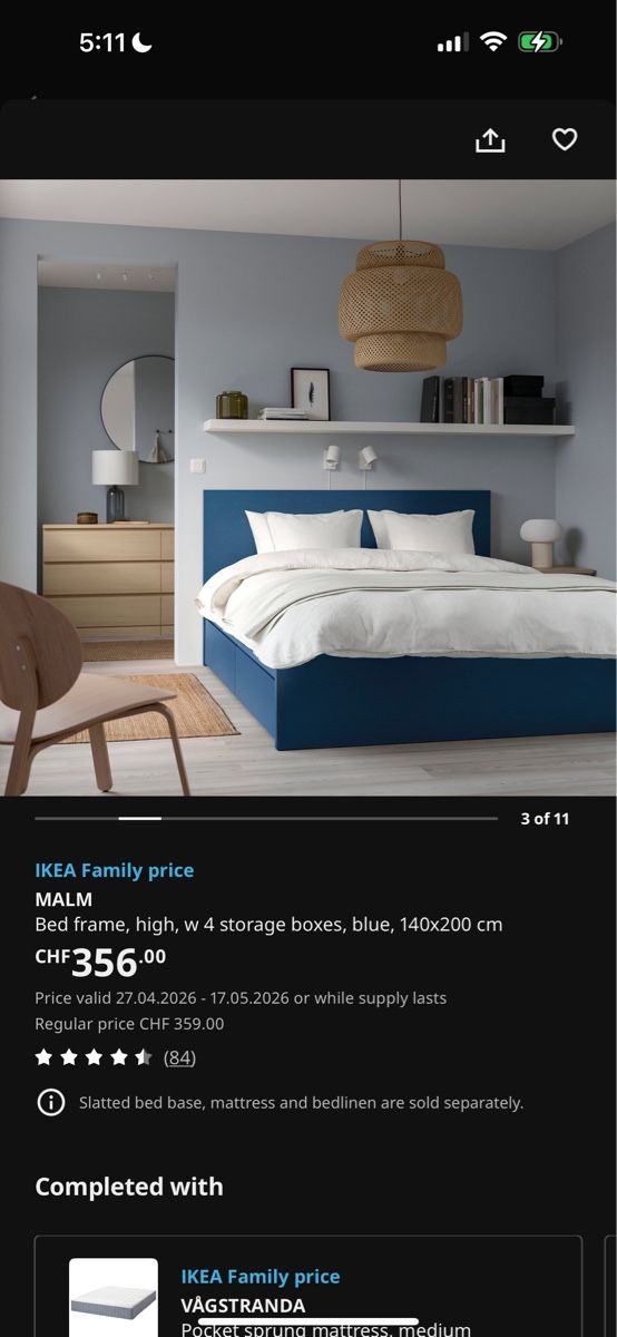 Letti: IKEA Malm Bed Frame with Storage - Blue - 140x200 cm – Usato da Zürich venduto da MileyH 1