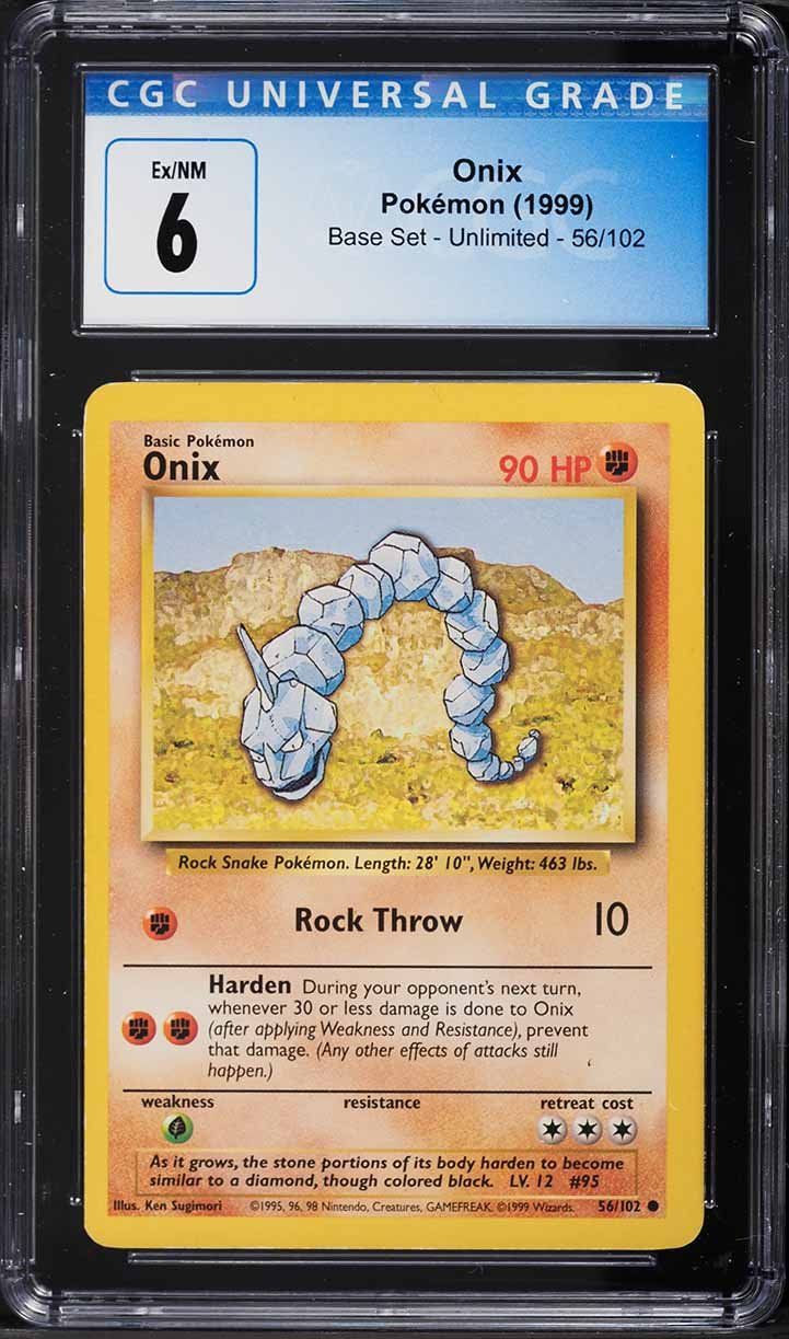 Pokémon Cartes à collectionner: Vintage 1999 Pokemon Base Set Onix #56 CGC 6 EXMT – Neuf (Voir description) à Gunzwil par Rey_Import