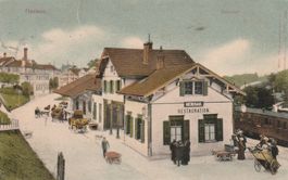 Herisau-Bahnhof-Restaurant-Bahnpoststempel HERISAU -1907