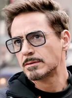 Steampunk Tony Stark Designer Sonnenbrille UV400 silber-blau