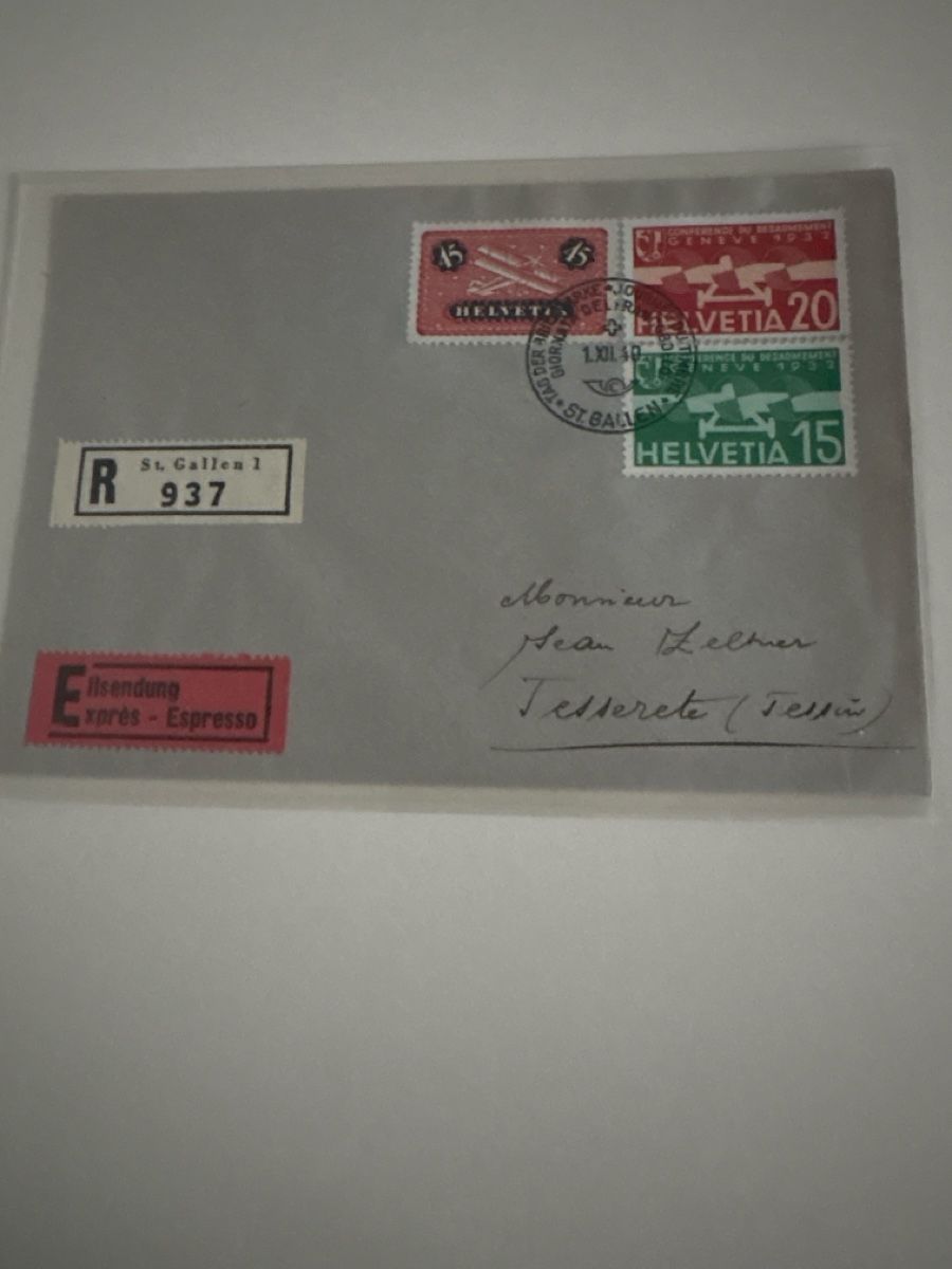 Couverts & Versandtaschen: Enveloppe philatélique suisse 1940, recommandée, express – Neu (gemäss Beschreibung) aus Ste-Croix von choupy60