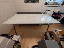 Arbeitstisch - Glasplatte weiss - hochwertig