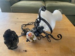 Vintage Deckenlampe Landhausstil – Schmiedeeisen & Opalglas