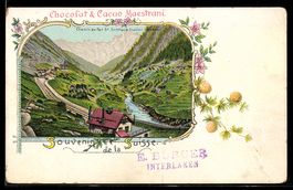 Lithographie Wassen, Chemin de fer St. Gotthard Station Wass