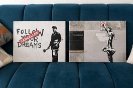 2 toiles décoratives style Banksy  40 × 30 cm  Lot de 2