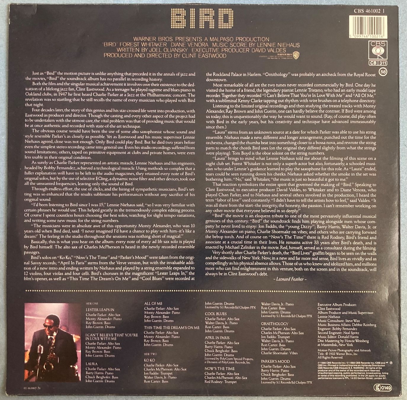 Dischi in vinile: MUSIQUE DE FILM - BIRD – Usato da Poliez-Pittet venduto da Newtown-Records 1