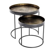 2er Set Beistelltische rund Metall schwarz-kupfer 41/51cm
