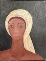 Edith Schweiger 1968 Porträt "Frau mit Turban" Signiert