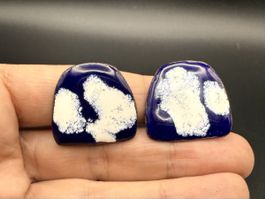 Clip-on Vintage Emaille Ohrringe blau und weiß