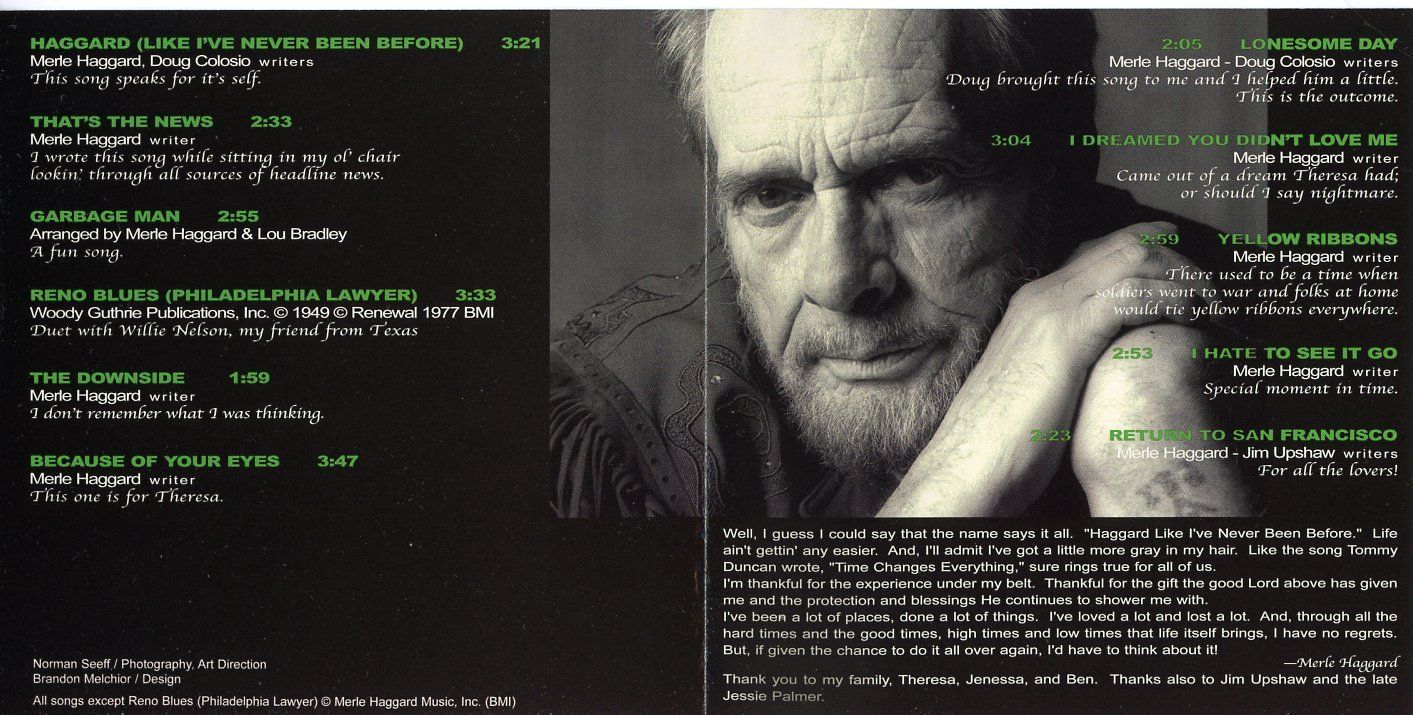 CD: CD - MERLE HAGGARD Like Never Before (Hag Records, 2003) – Nuovo (secondo la descrizione) da Morges venduto da evnocha3 3