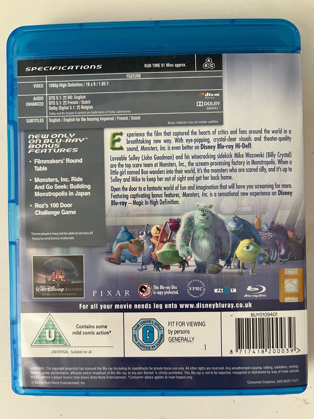Tutti i DVDs: Disney Pixar Blu-ray | Monster, Inc. – Nuovo (secondo la descrizione) da Sierre venduto da black.box 1