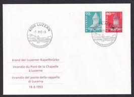 Combo FDC W74 mit Nr. 366 Wasserturm ET Luzern 7.9.1993