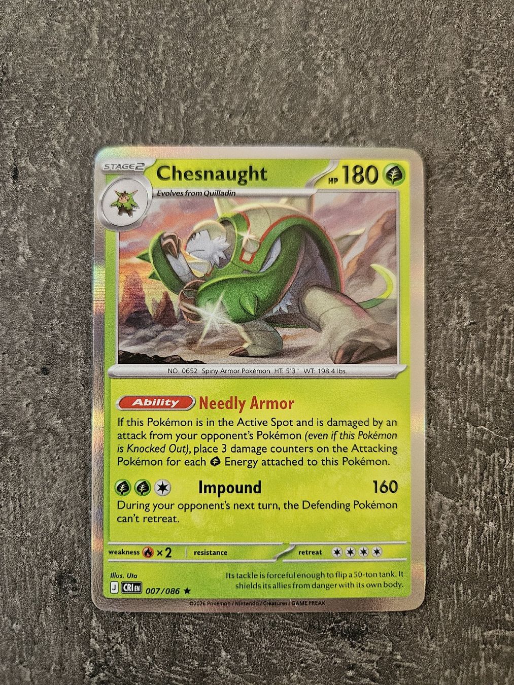 Pokémon Carte collezionabili: Chesnaught CRI EN 007/086 – Nuovo (secondo la descrizione) da Aarau venduto da san_pb85