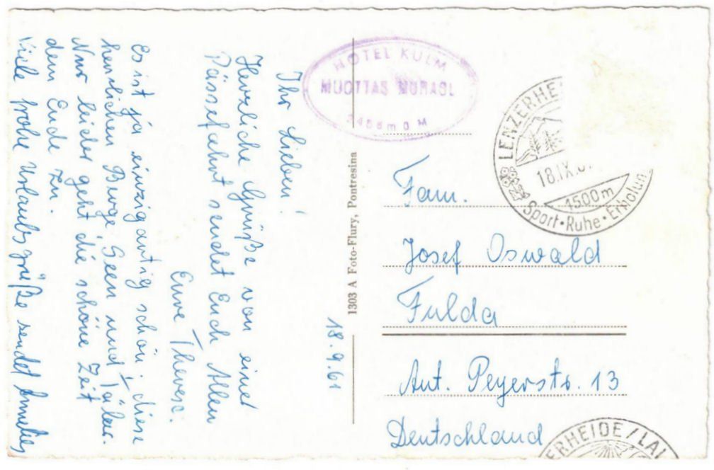 Cartoline postali: St. Moritz - Standseilbahn Muottas Muragl Bergstation – Usato da Binningen venduto da Mountainrider 1