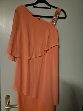 Sommerliches, orangefarbenes Kleid mit Strass, Grösse 38/40