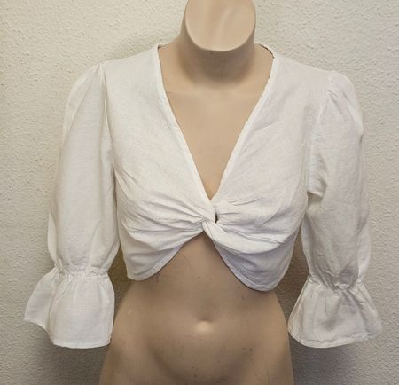 Damen Crop-Bluse Zebra Weiss Gr. S – Neu mit Etikett