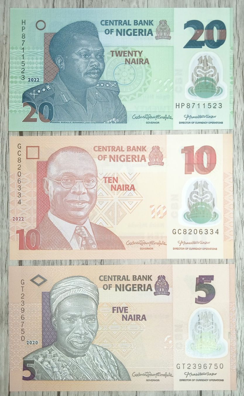 Banconote: Nigeria 5, 10, 20 Naira Polymer UNC _2 – Nuovo (secondo la descrizione) da Cousset venduto da Patricio77