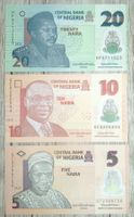 Nigeria 5, 10, 20 Naira Polymer UNC _3