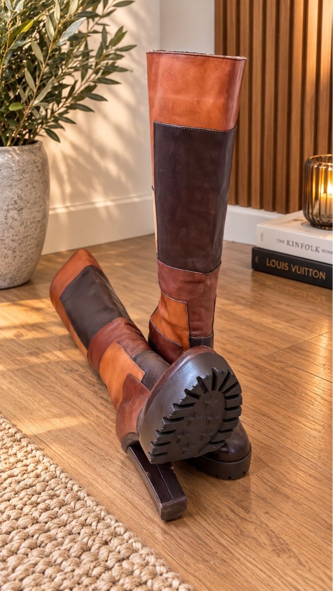 Scarpe da donna: Damen Stiefel Leder Patchwork braun Blockabsatz Grösse 37 – Nuovo (secondo la descrizione) da Bützberg venduto da dan_jhn9 1