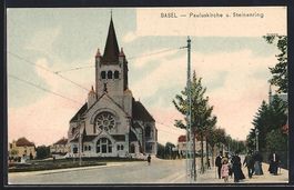 AK Basel, Pauluskirche und Steinenring