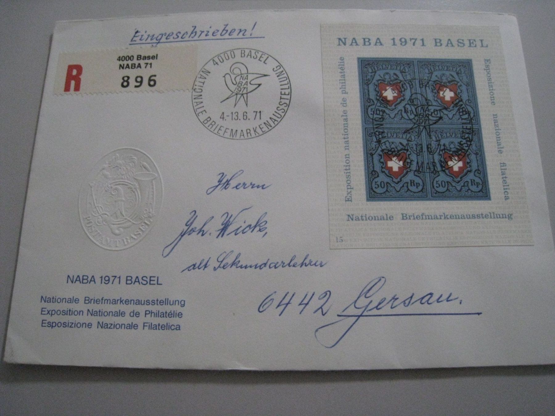 Buste & buste per spedizione: Basel Naba 1971 – Usato da Aarwangen venduto da Pinsel7890